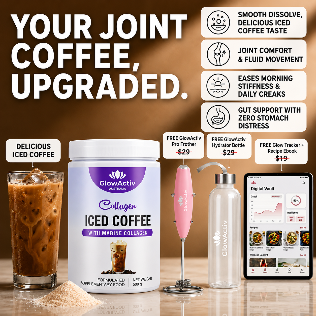3-in-1 Marine Collagen Glow Matrix™ – Iced Coffee Collagen Peptides Glowactiv