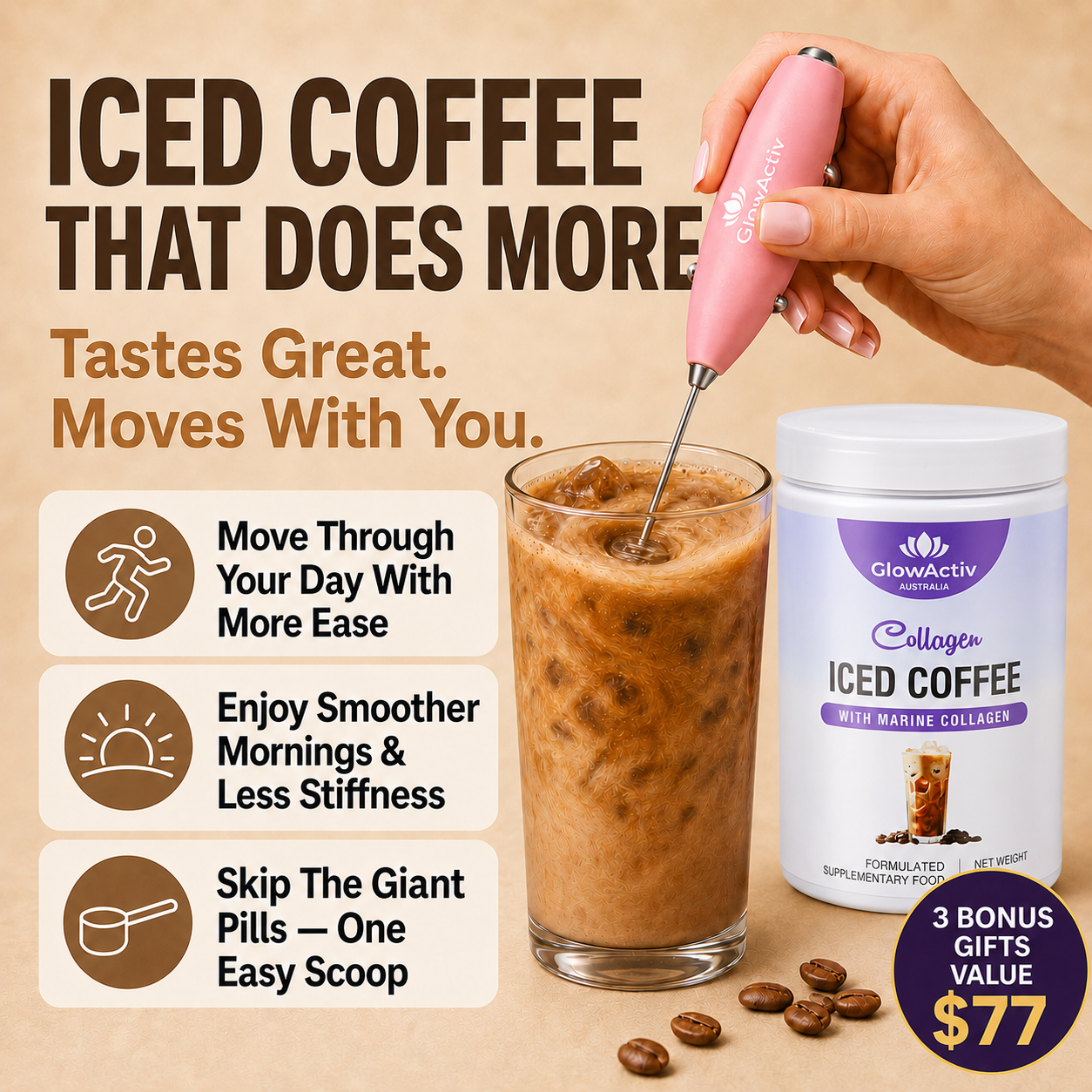 3-in-1 Marine Collagen Glow Matrix™ – Iced Coffee Collagen Peptides Glowactiv