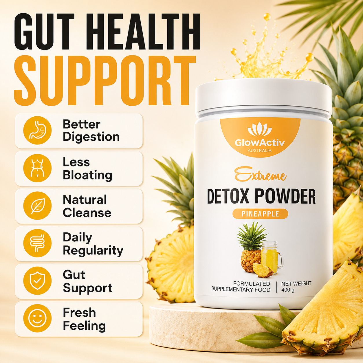 Extreme Detox & Gut Cleanse Powder – Pineapple Landing 2 Detox Powder Glowactiv