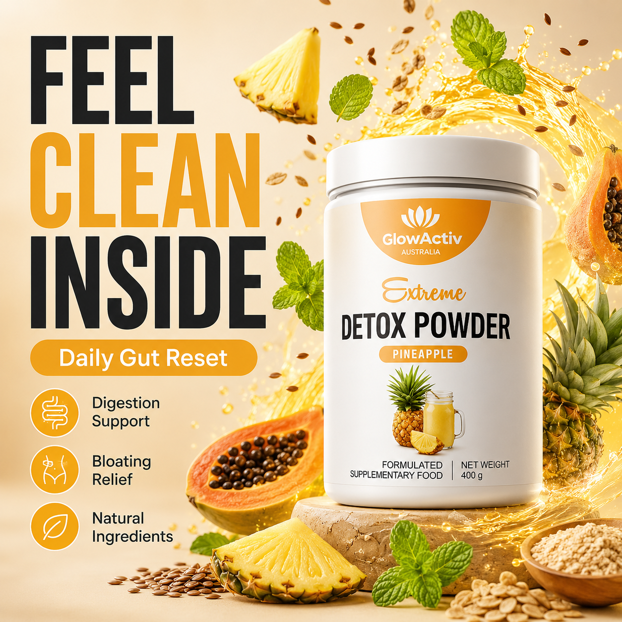 Extreme Detox & Gut Cleanse Powder – Pineapple Landing 2 Detox Powder Glowactiv