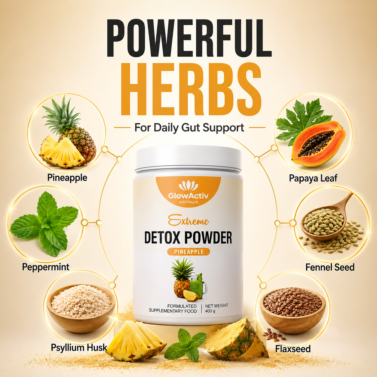 Extreme Detox & Gut Cleanse Powder – Pineapple Landing 2 Detox Powder Glowactiv