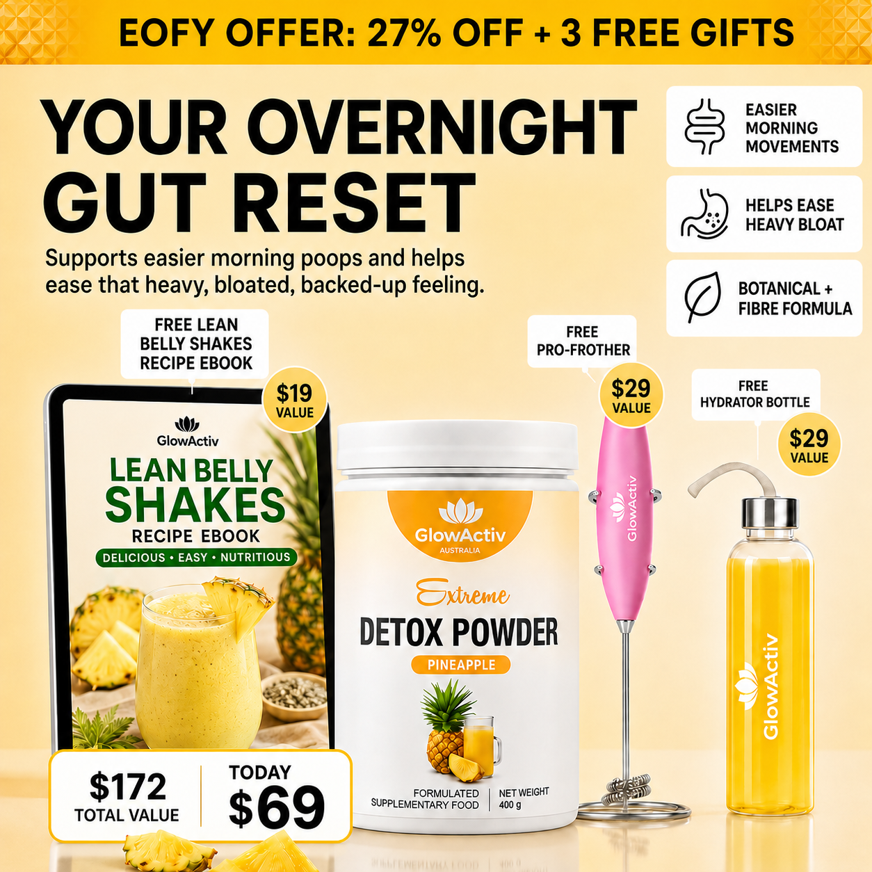 Extreme Detox & Gut Cleanse Powder – Pineapple Landing Detox Powder Glowactiv