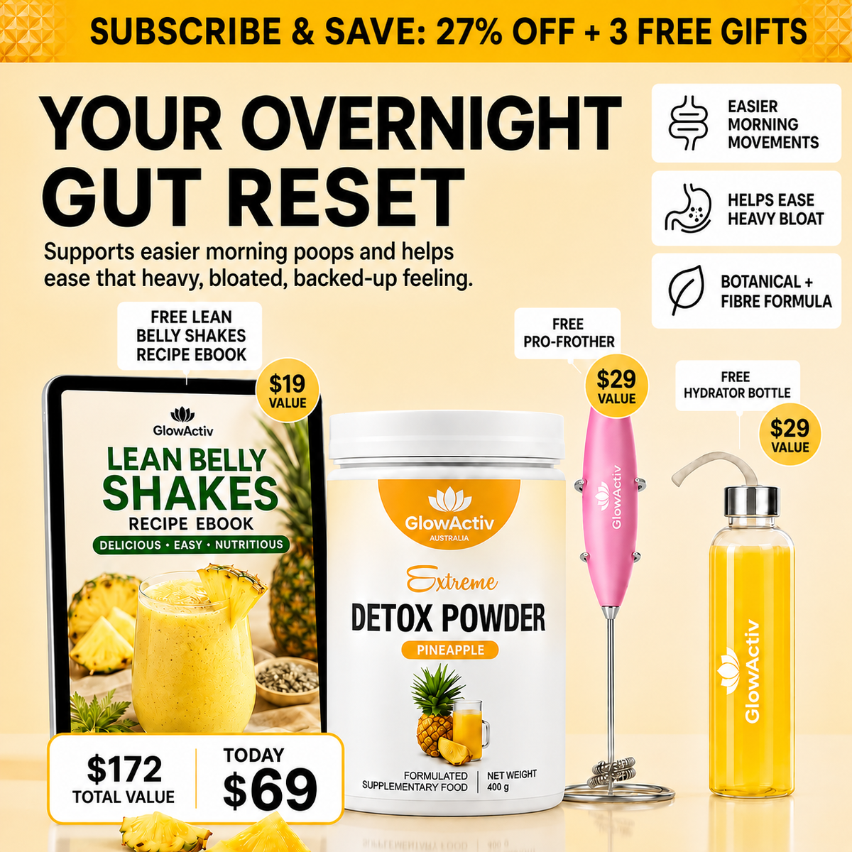 Extreme Detox & Gut Cleanse Powder – Pineapple Landing Detox Powder Glowactiv